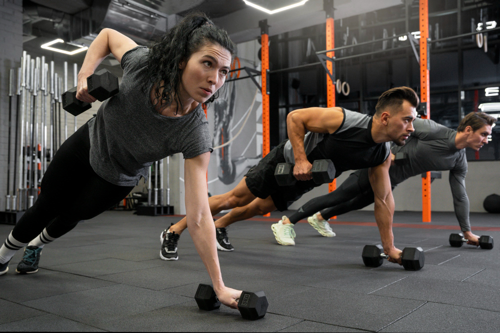 Personas entrenando en una clase de fitness